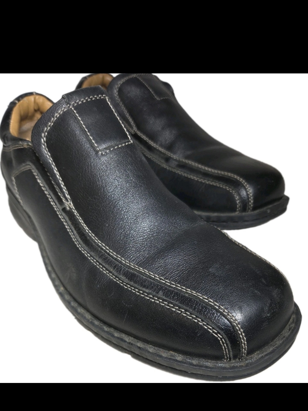 Dockers Agent Mens Black Leather Slip On Loafers Size9W Wide Business Casual[9A